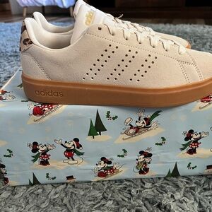 NWT: Women’s Adidas Cream Sneakers with Brown Sole.